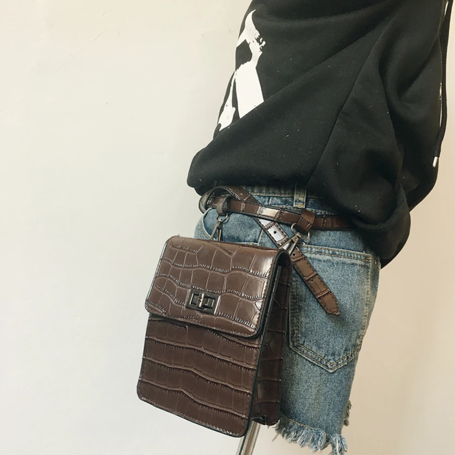 

New Crocodile Pattern Waist Bags Women Pu Leather Fanny Pack Fashion Belt Bag Female Mini Waist Pack Designer Messenger Bolsa