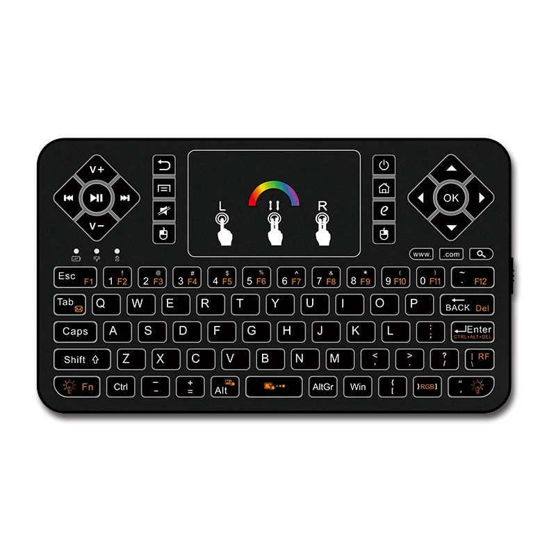 

Q9 2.4G Wireless Air Mouse Keyboard with Touchpad 80keys 7color backlit Mini Gaming Keyboard for Android TV Box Computer Game