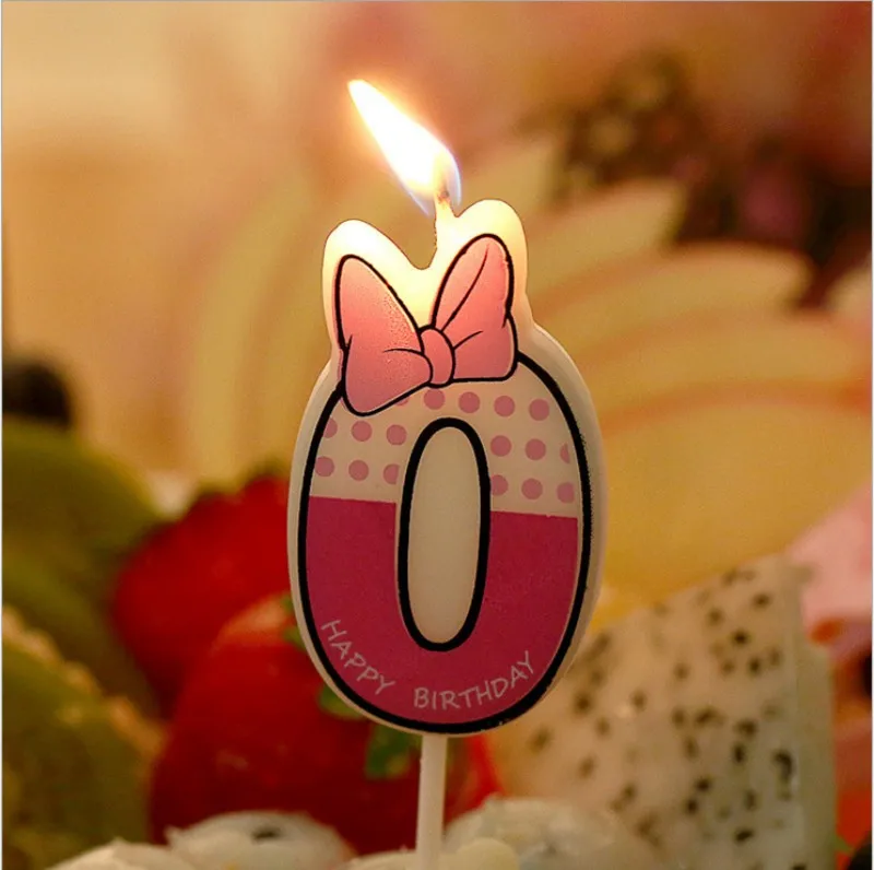 Номер 0-9 Микки Минни Маус Свеча Для детей день рождения свеча украшение торт Кекс Топпер украшения для вечерние - Цвет: Pink0