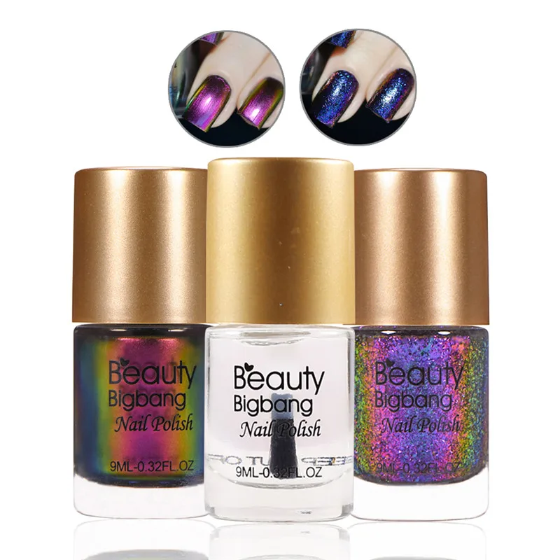 

BeautyBigBang 3 Bottles Holographic Nail Polish Holo Nailpolish Nail Varnish Glitter Nail Lacquer Varnish Nail Polish Set
