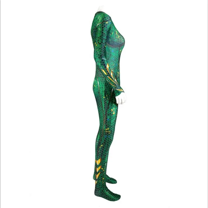 Women Aquaman Mera Cosplay Costume Queen Jumpsuit Bodysuit Zentai Superhero Suit 