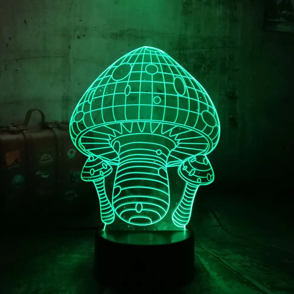 Cute 3D Mushroom Night Light LED 7 Color Change Desk Lamp USB Wireless