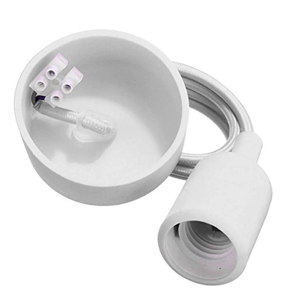 E27 E26 White Socket Lamp Base Holder DIY Pendant Light with 40" Rope