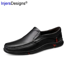 Plus Size 47 Homens de Negócios Sapatos Moda Britânica de Couro Genuíno Sapatos Casuais Macio E Confortável Sapatos de Condução Homens Slip-On mocassins