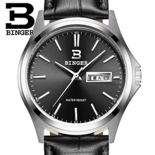 Швейцарские роскошные мужские часы бренд Бингер Кварцевые полностью из нержавеющей стали часы водонепроницаемые Полный календарь гарантия B3052B6