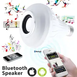 Беспроводной 12 Вт Мощность E27 RGB светодиодные лампы 85-265 В Bluetooth Динамик Smart светодиодные лампы музыка играет и Освещение с Дистанционное