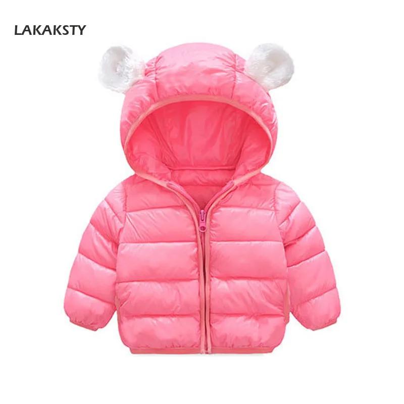 

LAKAKS 6-24M Down Cotton Baby Coat Cute Bear Jacket For Little Girl Autumn Winter Clothes Hooded Toddler Clothing Kids Outerwear
