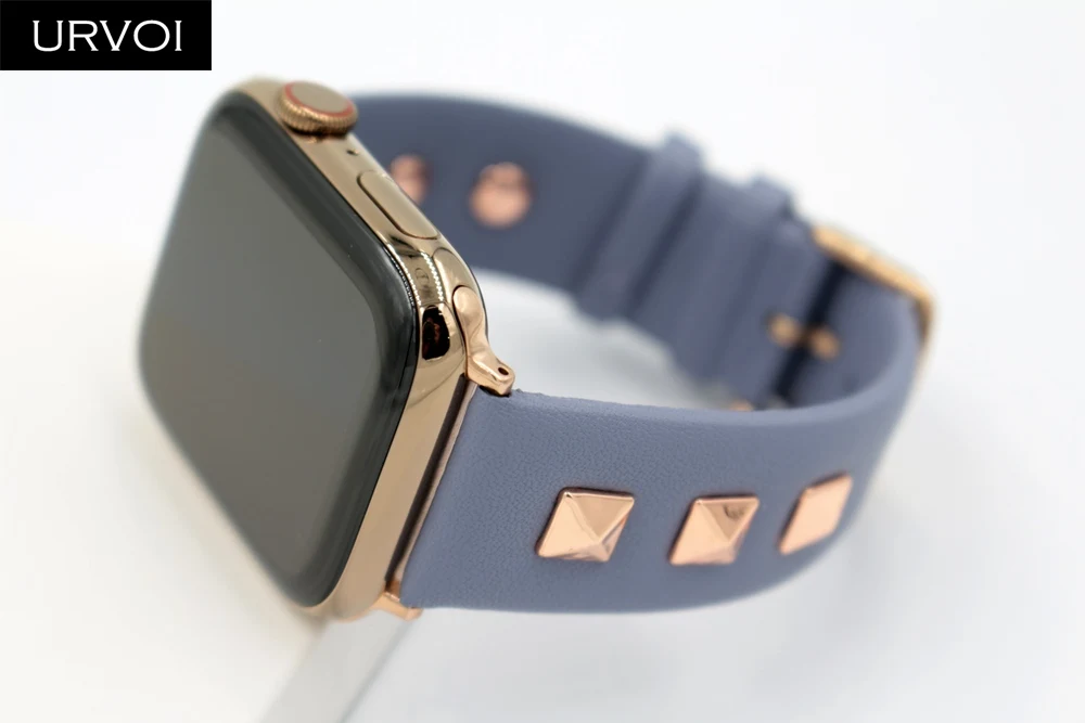 URVOI кожаный ремешок для apple watch series 4 3 2 1 Swift rockstud ремешок для iWatch наручный браслет панк с металлическими шипами ручной работы