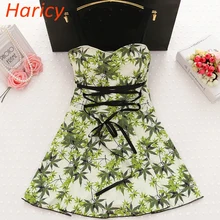 Платье купальник юбка купальный костюм Цельный купальный костюм Цветочный принт Купальник Для женщин повязки Купальники для малышек Цельный Монокини