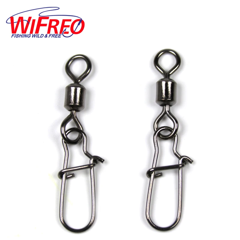 

Wifreo 10PCS Cnnnector Pin Bearing Rolling Swivel Stainless Steel with Snap Fishinghook Lure Tackle Accessorie Size 4/0 3/0 2/0