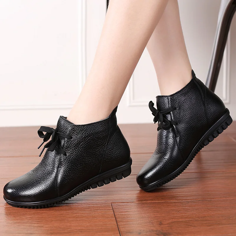

AARDIMI Winter Keep Warm Botines Mujer Genuine Leather Women Ankle Boots Classic Wedges Winter Shoes Woman Snow Ladies Boots
