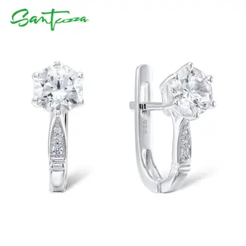 

SANTUZZA Silver Earrings For Women 925 Sterling Silver Stud Earrings Silver 925 with Stones Cubic Zirconia brincos Jewelry