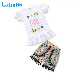 Wisefin/детская одежда комплект короткий рукав для маленьких девочек летняя одежда набор для новорожденных топы + шорты в горошек Детский