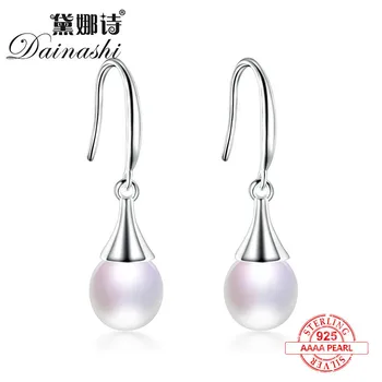 

Dainashi classic 100% 925 silver pearls drop long earrings top brand fine jewelry for women in office