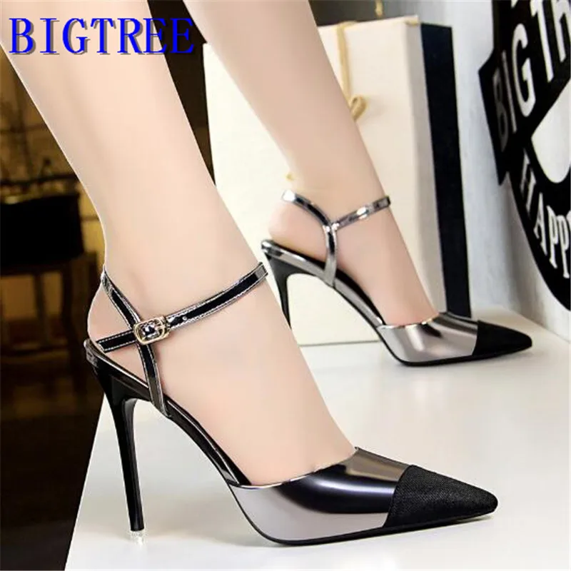  BIGTREE woman high heel mules sandals sexy pumps Fashion professional OL women's shoes hollow point