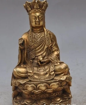 

8.66"Tibet Buddhism Folk Copper Bronze arhat Ksitigarbha Jizo Buddha Statue
