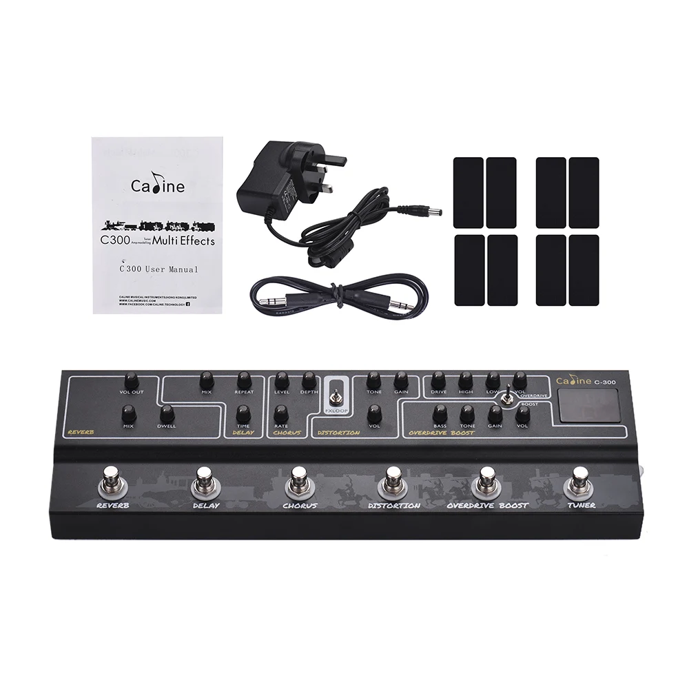 

Caline C300 Multi Effects Pedal 9V Tuner Amp Modelling Guitar Pedal Effect Guitar Accessories Guitar Parts With XLR Audio Cable