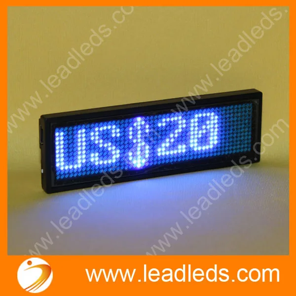 

5sets/lot Led Scrolling pin Badge with single Blue display color
