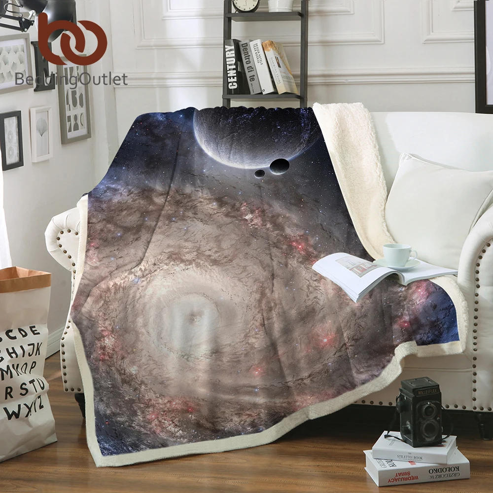 Постельные принадлежности Outlet 3D Галактическое одеяло из микрофибры шерпа пледы одеяло на кровать космическое яркое тонкое одеяло Манта Вселенная постельные принадлежности