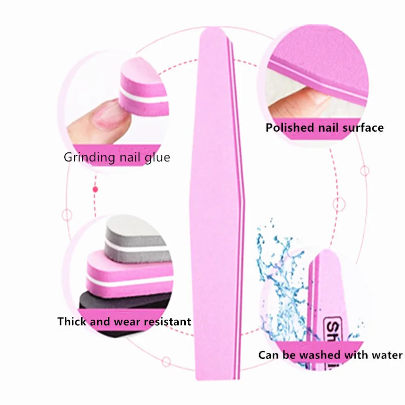 10 шт./лот Двусторонняя пилка для ногтей буфер 100/180 триммер буфер Лайма инструменты для дизайна ногтей моющаяся полировка Шлифовальная Пилка губка