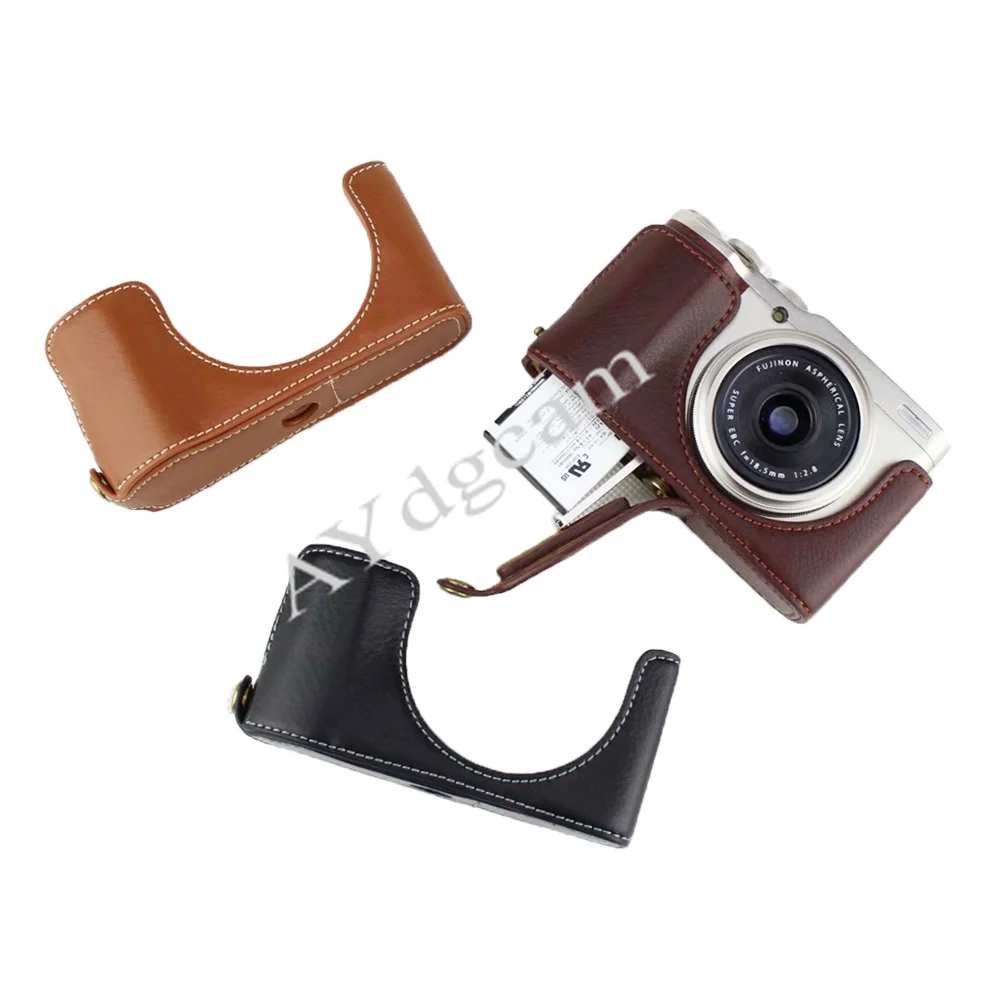 New Genuine Cuoio Della Macchina Fotografica Sacchetto Della Cassa Metà Del Corpo Della Copertura Per Fujifilm Xf10 Fuji X-F10 Della Macchina Fotograf