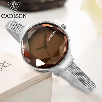 

CADISEN New Women's Watches Simple/Silver/Large Dial/Ladies Watch Mesh Belt Wrist Watches For Watches Women Fashion Clock 2019