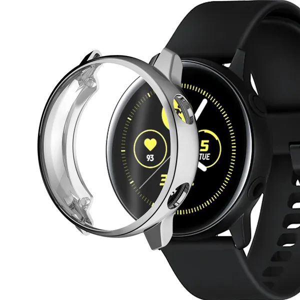 Мягкий защитный чехол для samsung Galaxy Watch Active SM-R500 тонкий TPU полная защита Корпус рамка аксессуары для бампера - Цвет: Серебристый