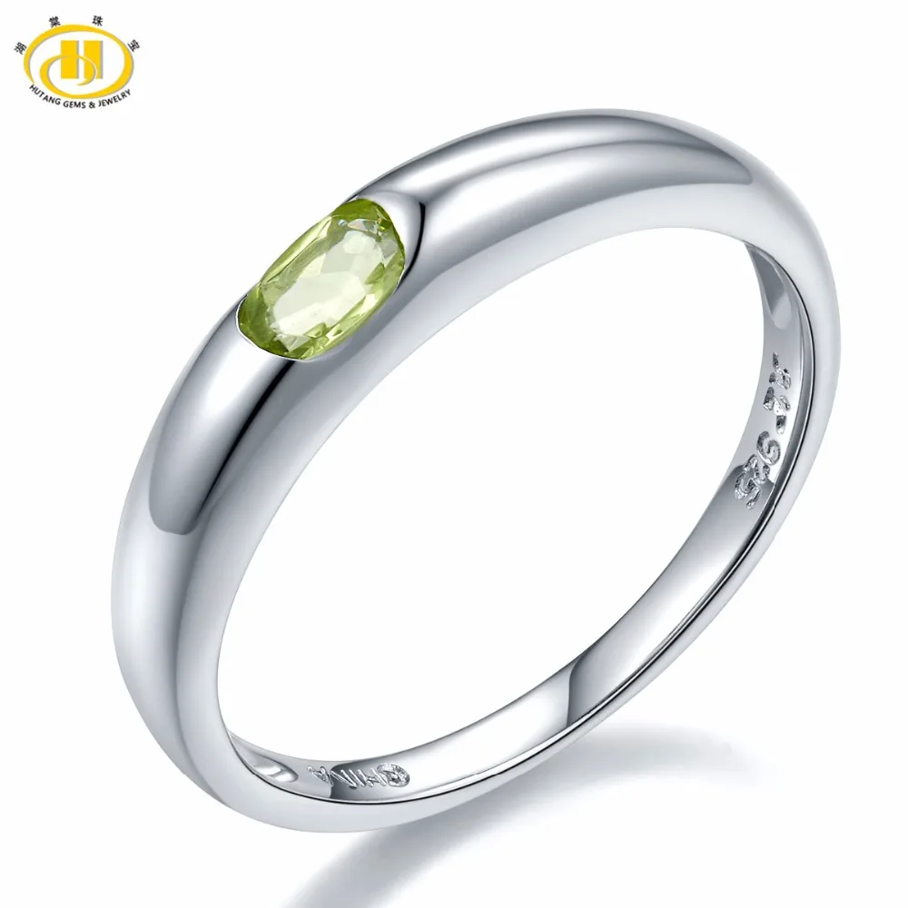 

Hutang Wedding Women's Ring Natural Peridot Green Gemstone 925 Sterling Silver Band Tail Rings Fine Elegant Jewelry New Arrival