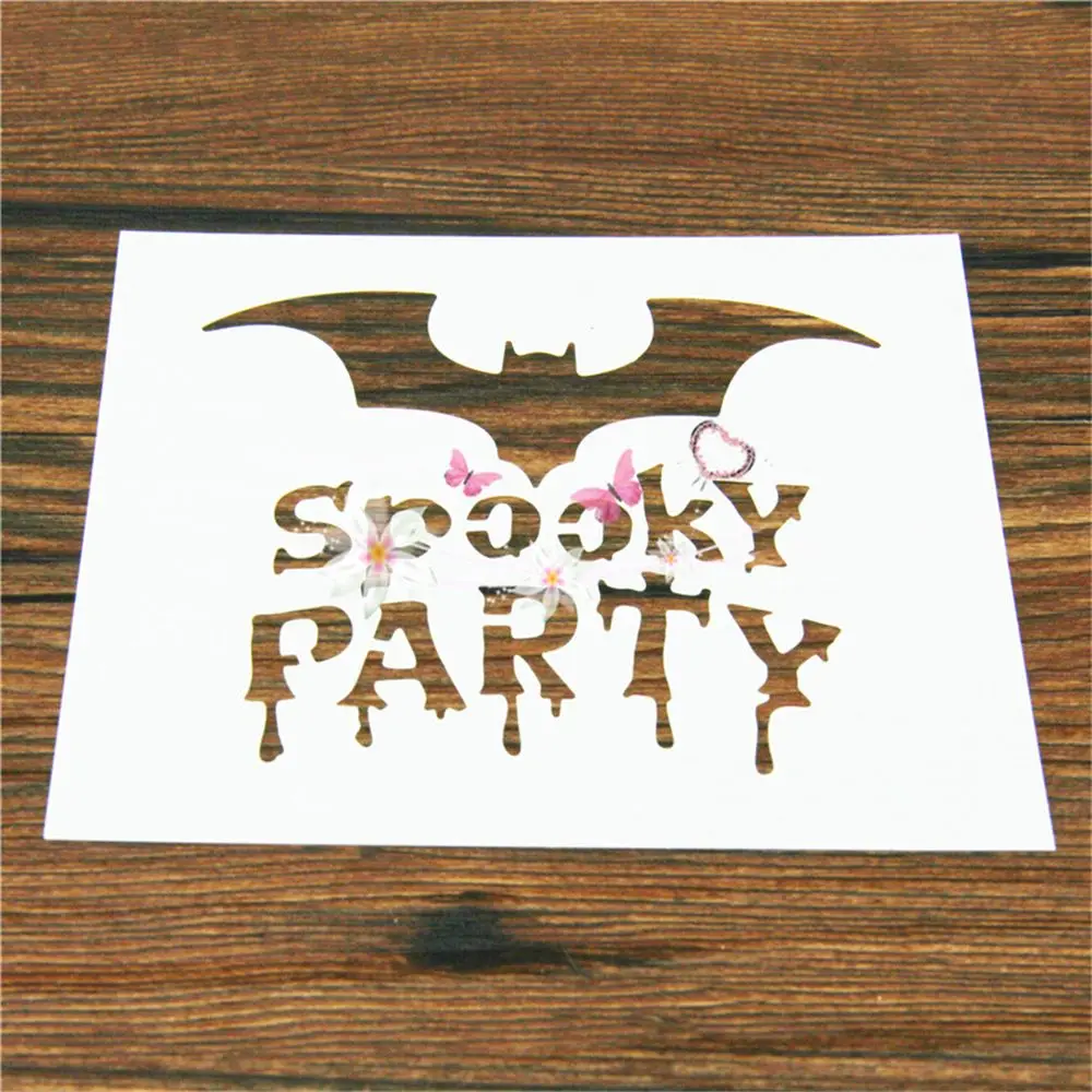 

Bat Spooky Party Halloween Reusable Stencil Airbrush Painting Art Cake Spray Mold DIY Decor Crafts For Walls