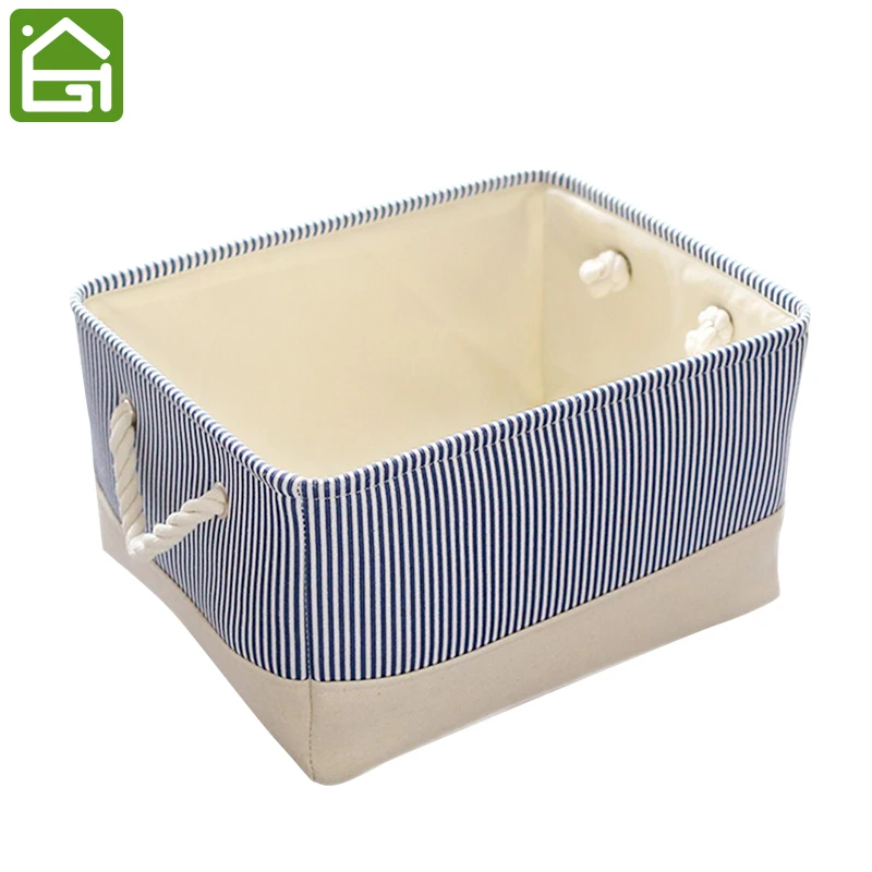 Ecologique Bleu Tube Toile Bacs De Rangement Vetements Et Bebe Jouets Tissu Panier De Rangement Avec Poignees Aliexpress
