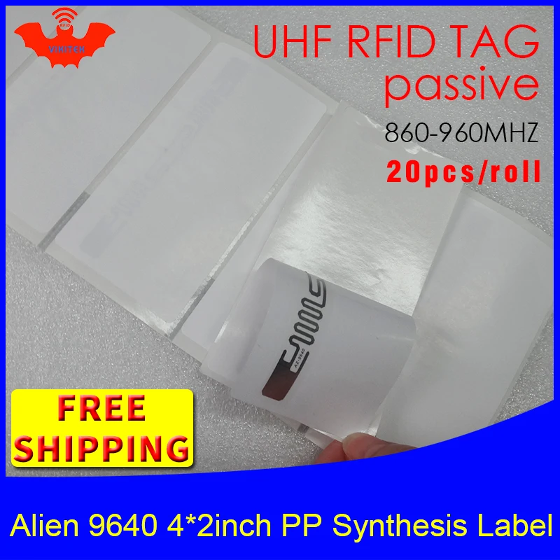 UHF RFID бирка наклейка Alien 9640 PP синтетическая этикетка 860-960 mhz Higgs3 EPC 6C 20 шт самоклеющийся клей пассивный RFID этикетка