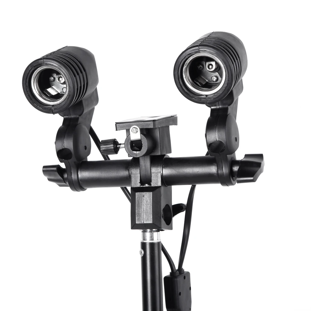 Double Twins E27 Swivel Socket Light Holder Flash Lamp Bulb Light Stand