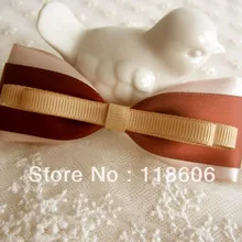 Сладкий розовый три-ленточная лента свадебные волосы лук розовый Mauve