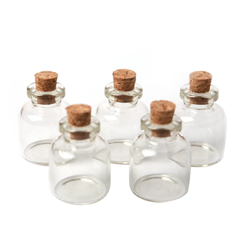 5pcs Cork Stopper 22*28mm Glass Bottle Tiny Glass Jars