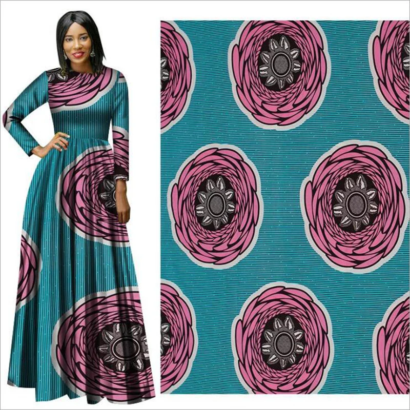 Me-dusa новая голубая розовая африканская восковая Штамповка из хлопка Hollandais воск платье своими руками костюм Ткань 6 ярдов/шт Высокое качество