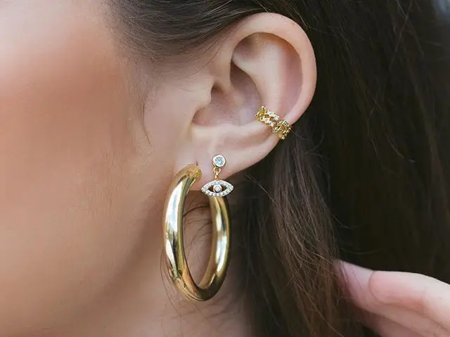 

2019 Gold silver color fashion jewelry lucky cute small eye charm turkish evil eye paved CZ 925 sterling silver dangle earrings