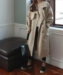 Wixra для женщин демисезонный Новые однотонные куртки хаки пальто классический Длинная Верхняя одежда свободные для леди повседневное