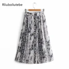 Для женщин анималистический принт с длинным Женская плиссированная юбка на пуговицах Винтаж линия уличная Повседневное Высокая талия со змеиным рисунком длинная юбка с принтом