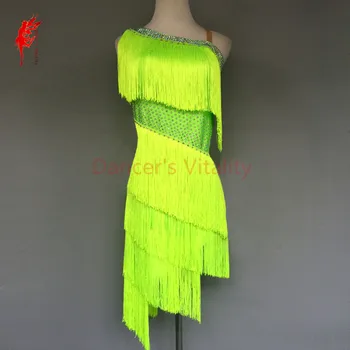 

Women latin dancing clothing for girls latin dance dress spandex tassel dress latin dance dress for lady latin dance clothes