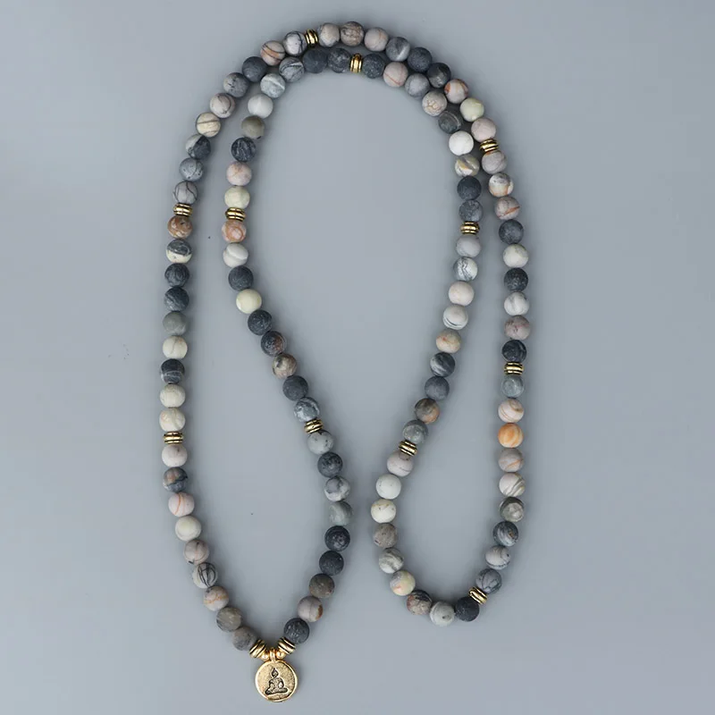 EDOTHALIA Будда золотого цвета Lotus Ohm Charm 108 Beads мала браслеты для женщин и мужчин