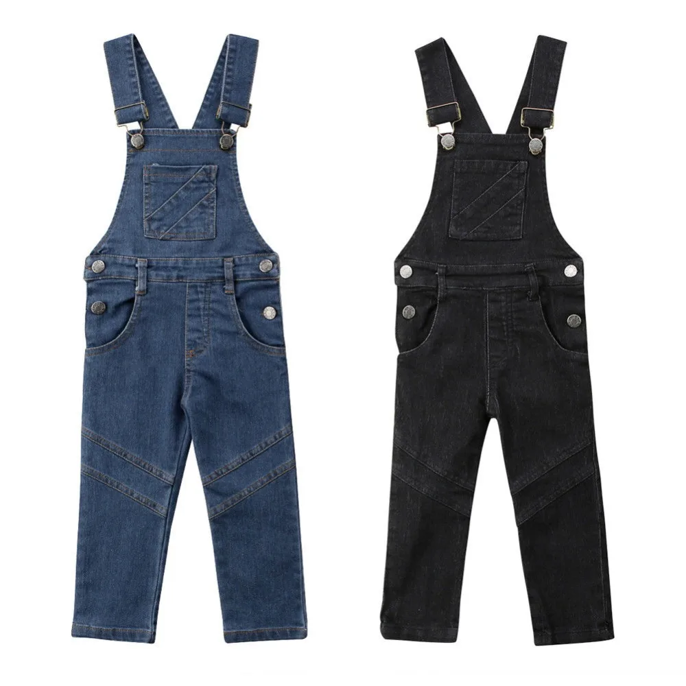

Emmababy Baby Girls Toddler Trousers Kids Solid Overall Jumpsuit Playsuit Jeans Blue Black