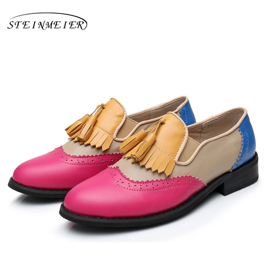 

Genuine cow leather brogue men flats shoes handmade vintage casual sneakers shoes oxford shoes for men red blue yellow with fur