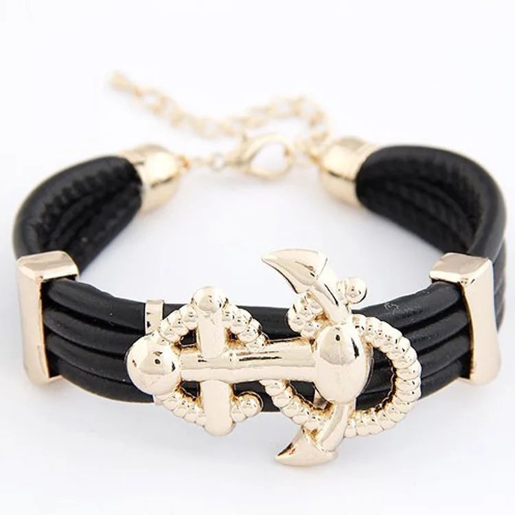 

Christmas bracelets European style fashion bangles personality cortex multilayer alloy anchor bracelet for women's fashion
