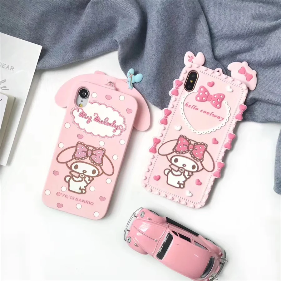 

Cute Cartoon 3D My Melody Phone Case for iPhone 5 5s 6 6s 7 8 Plus X XR XS Max Soft Silicone Rubber Cover Fundas Coque Capa