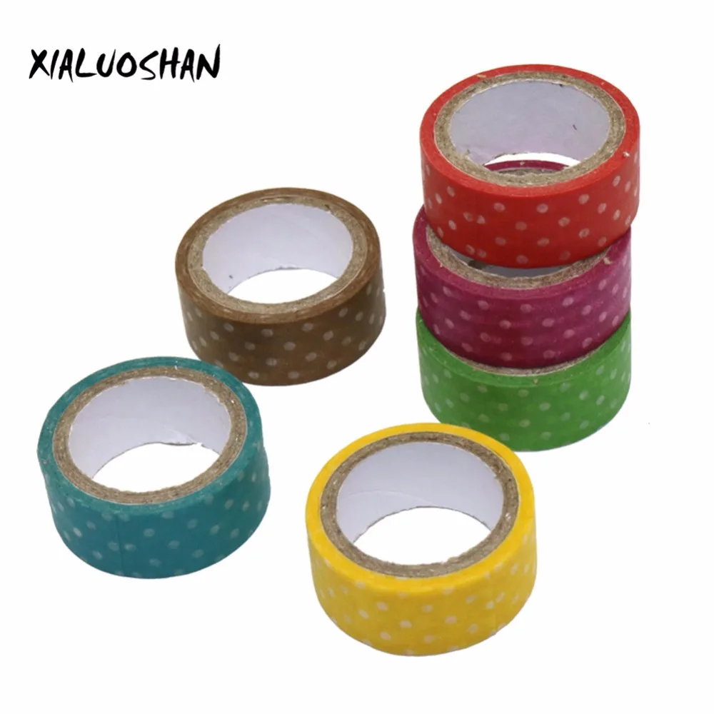 

1 Pcs Candy Color Polka Dots Masking Tape Length 3m Washi Packing Adhesive Tape Stationery Decorative Paper Tape