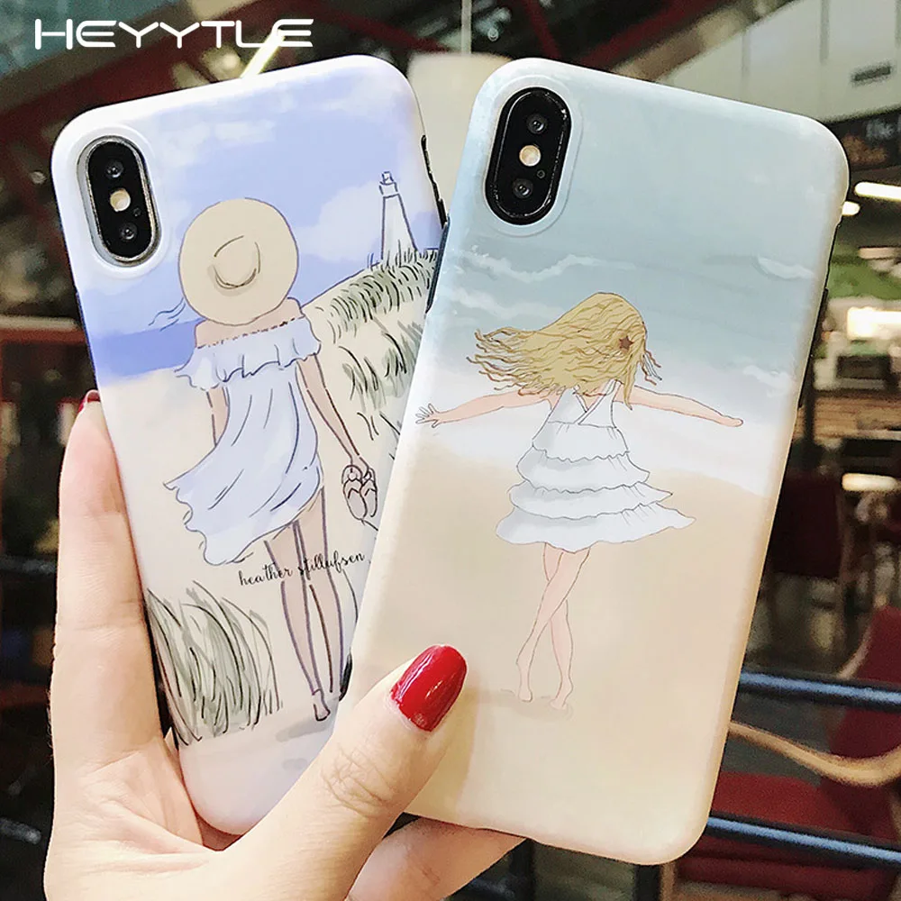 

Heyytle Fashion Girl Phone Case For iPhone 6 6s 7 8 Plus X XR XS Max Cute Cartoon Dog Soft TPU Case For iPhone 8Plus Cover Coque