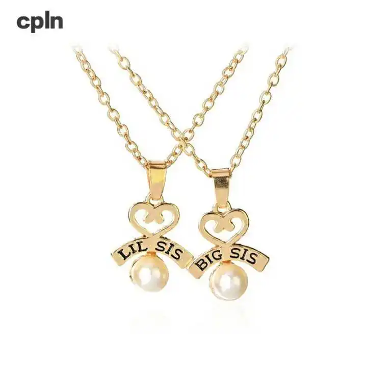 

European and American accessories New popular letter LIL BIG SISTER Good sister hollow necklace 1 set