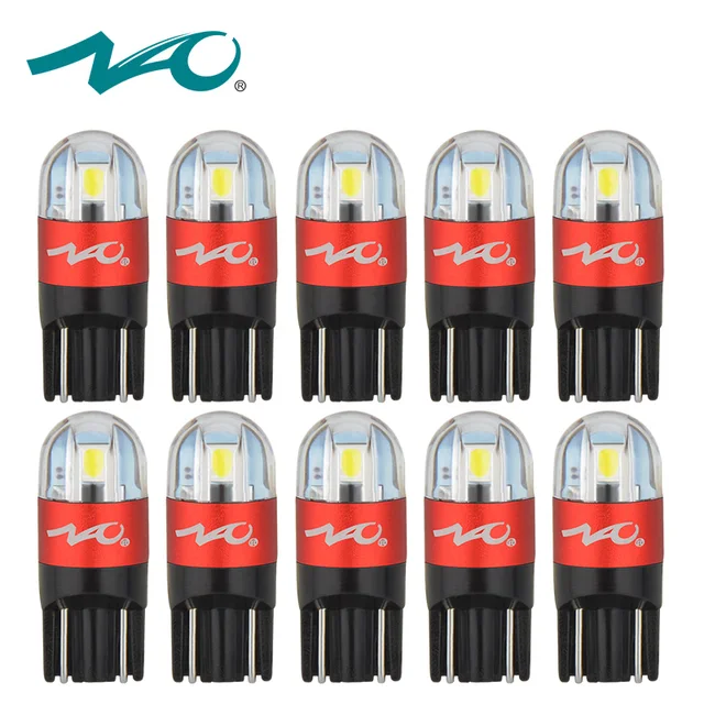 NAO 10pcs Car LED Bulbs T10 LED W5W 168 Turn Signal Auto Clearance Lights 12V License Plate Light Trunk Lamp COB White 3030 SMD