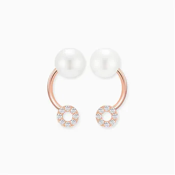 

CC Stud Earrings For Women S925 Sterling Silver Round Freshwater Pearls Cubic Zirconia Ear Studs Classic Jewelry Brincos CCE347