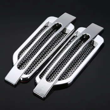 

1 Pair Silver Plastic Auto Intake Grille Sticker Car Side Air Flow Vent Fender Cover For Audi BMW Car-styling